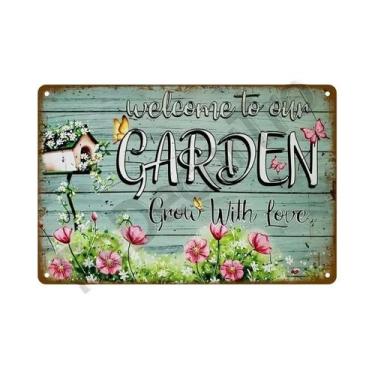 Imagem de Placa De Metal Vintage Com Flores Para Decoração De Parede De Jardim, 