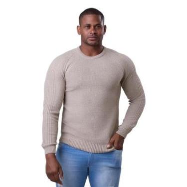 Imagem de Suéter Masculino Lã Tricô Gola Redonda Blusa Premium 7138-Masculino