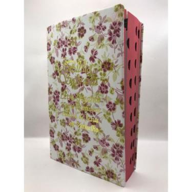 Imagem de Bíblia Sagrada com Harpa Palavras de Jesus em Vermelho Capa flor doura