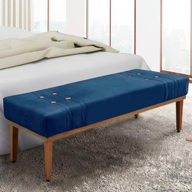 Imagem de Recamier Gênova 140cm em Suede com Estrutura de Madeira Maciça Azul Estofado Estilo Contemporâneo