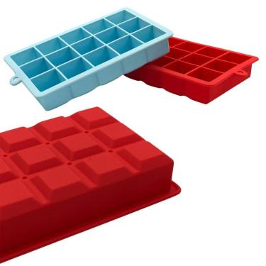 Imagem de Forma de Gelo Kit 03 Retangular de Silicone 15 Cubos 30ml Antiaderente para Freezer Transparente Uny Home