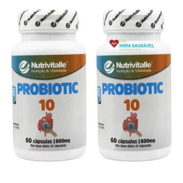 Imagem de Kit 2 X Probiótic 10 Nutrivitalle Probióticos Intestinal 800mg 60 Caps-Unissex