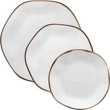 Imagem de Kit Jogo Prato Raso Fundo Sobremesa 12Pçs Maresia 4 Pessoas