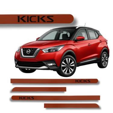 Imagem de Jogo de Friso Porta Nissan Kicks Ponta Redonda Grafia Cores - Macall, 