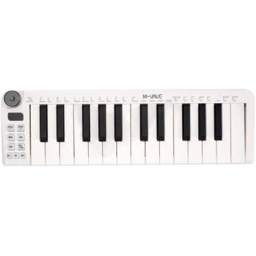 Imagem de Bateria sem fio de teclado Mini MIDI M-VAVE de 25 teclas branca