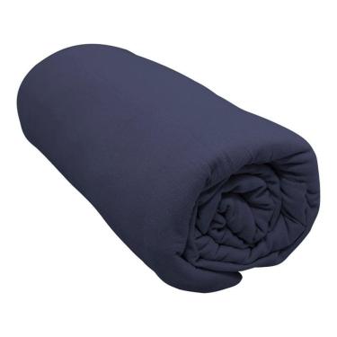 Imagem de Lençol Com Elástico Solteiro Portallar Malha 100% Algodão Liso Linha Casa Azul Profundo
