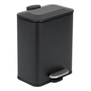 Imagem de Lixeira Banheiro 5l Preta Metal Retangular 29x14cm Pedal - Aemaxx