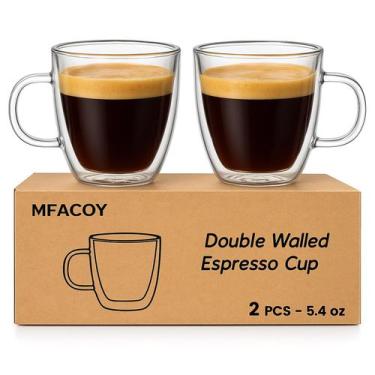 Imagem de Conjunto de 2 xícaras para espresso Mfacoy de vidro com parede dupla 1