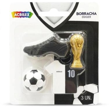 Imagem de Borracha Decorada Futebol PRETO/BRANCO PCT.C/06 - Acrilex