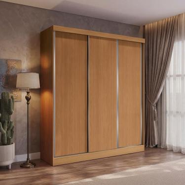 Imagem de Guarda Roupa Casal 3 Portas De Correr 4 Gavetas Kappesberg Tapajós-canela 180cm