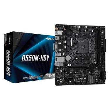 Imagem de Placa-Mãe ASRock B550M-HDV, AMD AM4, Micro ATX, DDR4, Preto - 90-MXBDJ