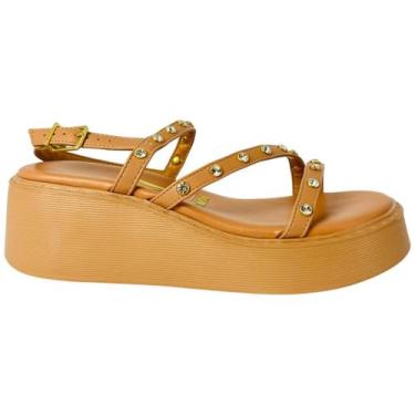 Imagem de Sandália Plataforma Vizzano Feminino com tiras finas cruzadas, Nude, 3