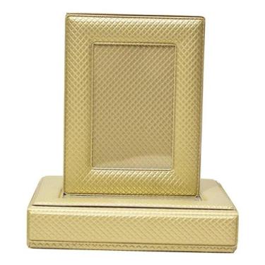Imagem de Álbum Fotográfico Luxo Porta Retrato Na Capa Dourado 200 Fotos 10x15 -