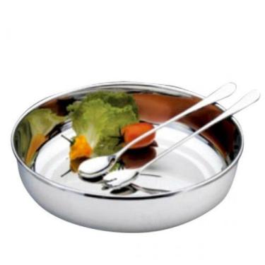 Imagem de Saladeira Redonda Inox com Talheres 37x9,5cms - Wolff