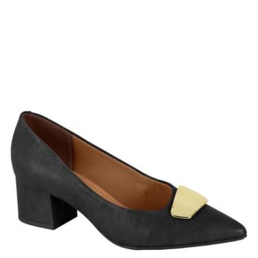 Imagem de Sapato Scarpin Feminino Bico Fino Salto Grosso Vizzano 377, Preto napa