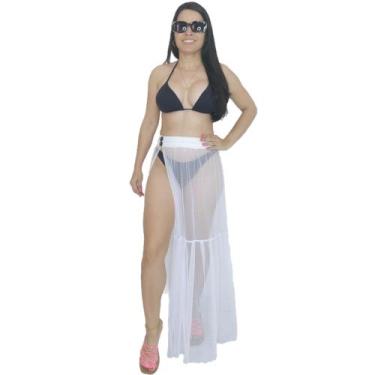Imagem de Saia Saída de praia com babados botões e elástico decorativo - Tropica