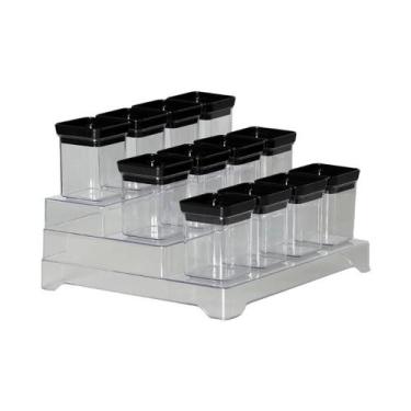 Imagem de Kit 13 Porta Temperos Lumini Black Decorativo Organizador - Paramount