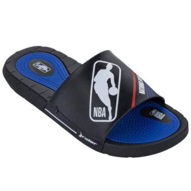 Imagem de Chinelo Masculino Tira Slide Fácil Calce Rush Nba Rider, Preto, Vermel