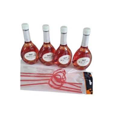 Imagem de Vinho Português Mateus Rosé Baby 187ml - Kit com 4 Garrafas e 4 Canudo