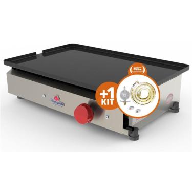 Imagem de Kit Chapa Bifeteira a Gás Inox 45cm PR-450G com Kit Gás 1kg Cinza Progás
