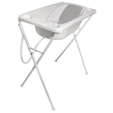 Imagem de Banheira de Bebê Acqua Trio Tradicional 20L Plástica com Suporte Branco Galzerano