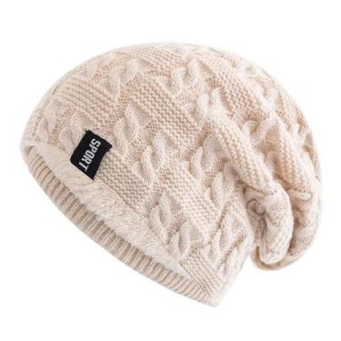 Imagem de Gorro Feminino De Inverno Com Forro De Lã, Quente, Casual, Tricotado, 