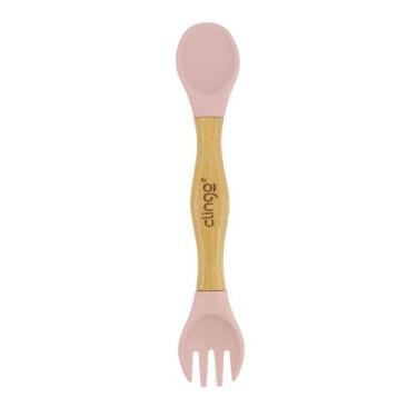 Imagem de Talher Duplo de Bambu e Silicone Clingo Rosa Sustentável - Brasgroup B