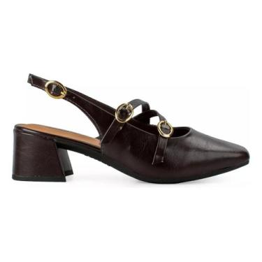 Imagem de Sapato Dakota Feminino Slingback Fivelas Confortavel D0081, Ristretto,