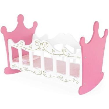 Imagem de Berço De Boneca De Madeira Princesas Rosa E Branco 416 - Junges