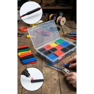 Imagem de Kit Espaguete Termo Retrátil 530 Pçs Colorido Profissional - Congratul