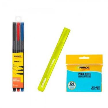 Imagem de Kit Canetas Office + Marca texto + Bloco adesivo Pimaco