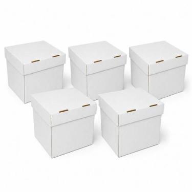 Imagem de Caixa Para Bolo Alto 22x22x20cm Branca Kit Com 5 Unidades - Outros
