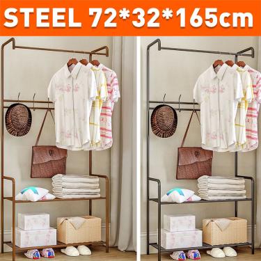 Imagem de Cabide de ferro de metal simples cabideiro de roupas penduradas no chão prateleira de armazenamento cabide de roupas cabideiro móveis de quarto