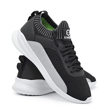 Imagem de Tênis Tricô Meia Caminhada Corrida Sola Eva Leve Macio Confortavel - Preto+branco - 34