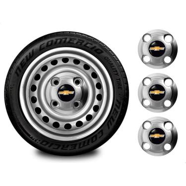 Imagem de Kit 4 Centro De Roda De Ferro Corsa Vento Gm Chevrolet Aro 13 14 15 Prata 4X100 4 Furos