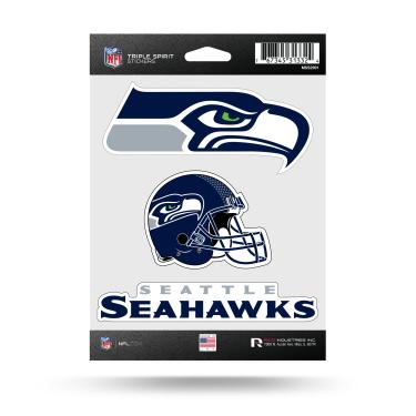 Imagem de Rico Industries Folha de adesivos NFL Die Cut 3 peças Triple Spirit, Seattle Seahawks, 12,7 x 17,7 cm