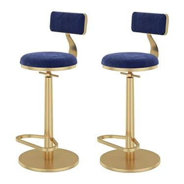 Imagem de Conjunto de 2 Bancos de Barra de Balcão, Barstools Giratórios de Altura Ajustável, Base Redonda de Veludo, Cadeira de Altura do Balcão para a Ilha de Cozinha, Bistrô, Breakfast Restaurante Fezes