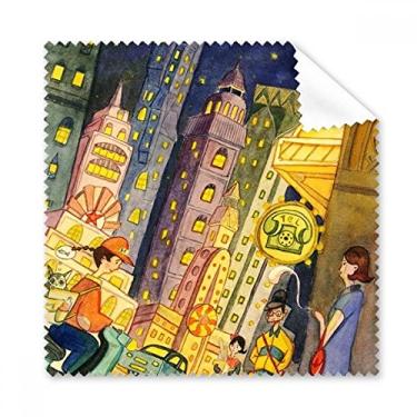 Imagem de Miaoji Pano de limpeza para tela de telefone com pintura aquarela Cat City Town 5 peças