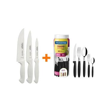 Imagem de KIT - Faqueiro Premium 3 Peças + 1 Faqueiro 30 Peças Ipanema Preto - Tramontina