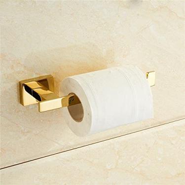Imagem de Conjunto de ferragens de aço inoxidável dourado roupão gancho porta-copos barra de sabão saboneteira escova de banheiro parede barra de toalha dourada acessórios de chuveiro, suporte de papel