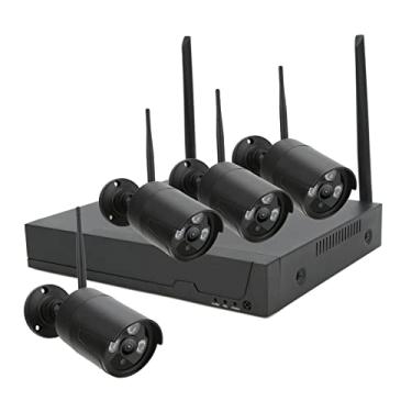Imagem de Sistema de câmera de segurança, kit de vigilância por vídeo de visão noturna à prova d'água de alta definição IP66 wi-fi com 4 câmeras para escritório para apartamento(#1)