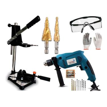 Imagem de Furadeira Impacto 1/2 - 750W Com Suporte E Brocas Escalonada