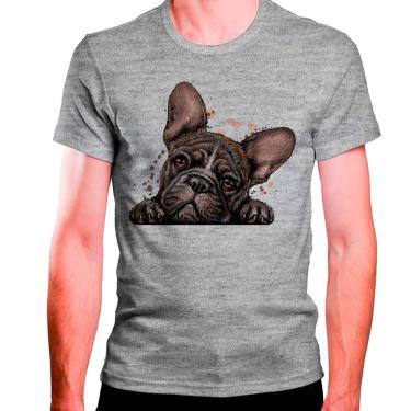 Imagem de Camiseta Masculina Bulldog Cachorro Deitado Fofinho Preto
