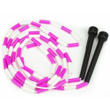 Imagem de K-Roo Sports Corda de pular SJMP-001 com segmentação de contas de plástico, 1,8 m, rosa/branco