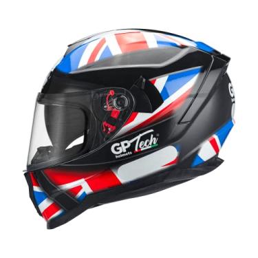 Imagem de Capacete Moto GP Tech Ultra Fechado Viseira solar interna UK SV azul-vermelho brilhante 56