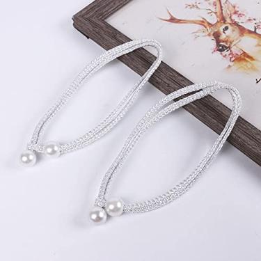 Imagem de peças prendedor de cortina de pérola prendedor de cortina prendedor de fivela para trás fivela de bola pendurada fivela para trás acessórios de cortina decoração de casa, branco 2 peças