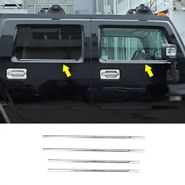 Imagem de PIUGILH Adequado para Hummer H2 2003 2004 2005 2006 2007 2008 2009 Capa de moldagem de peitoril de janelas inferiores de aço inoxidável, 4 peças