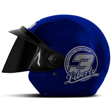 Imagem de CAPACETE ABERTO PRO TORK LIBERTY 3 SOLID AZUL TAM. 58 VIS. FUMÊ
