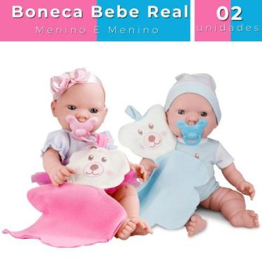 Imagem de Kit 2 Bonecas Bebe Bebezinho Real Menina E Menino Newborn - Roma Brinq