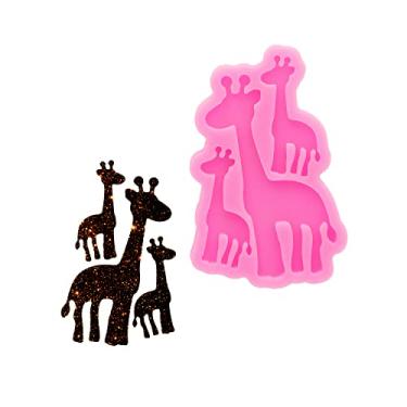 Imagem de Girafa fofa mãe bebê família chaveiro molde de resina molde de silicone artesanato arte epóxi molde faça você mesmo, fondant de chocolate ferramentas de decoração de bolo molde de silicone